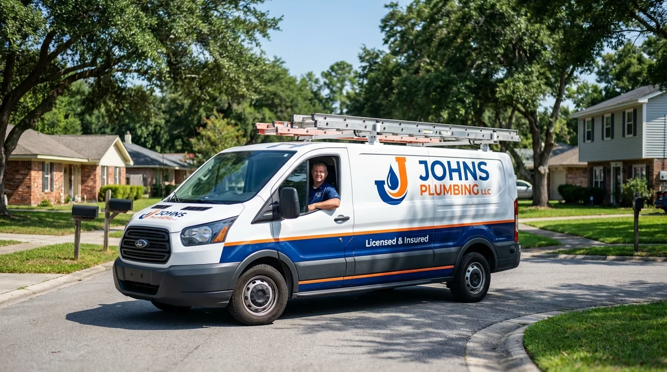 Johns Plumbing LLC service van in Hogansville, GA