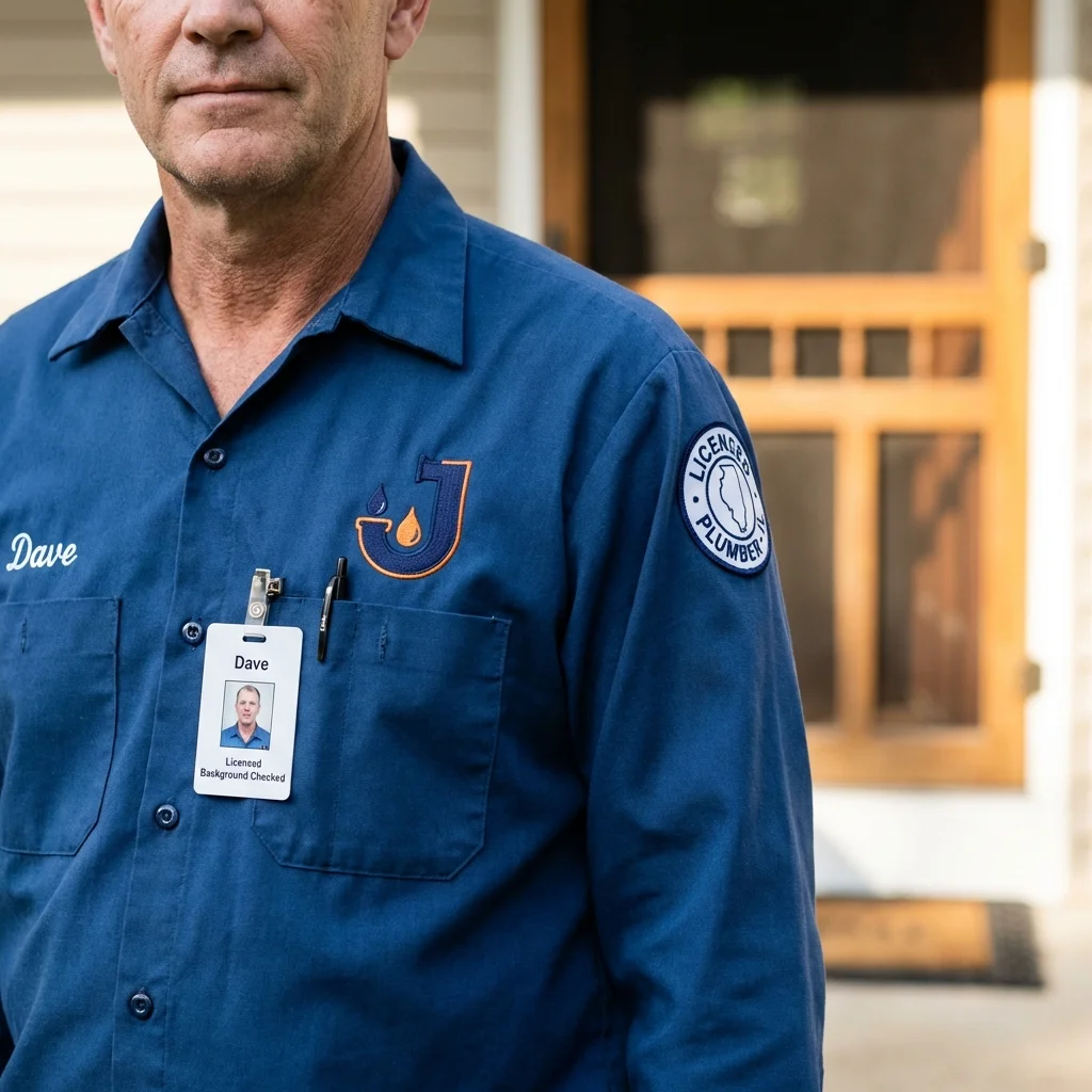 Licensed plumber showing ID badge in Hogansville, GA