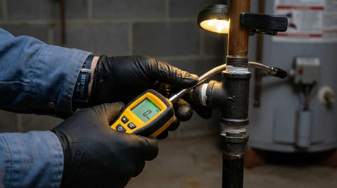Gas leak detection with electronic sniffer by Johns Plumbing LLC in Hogansville